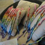 Here are the strands of cranes that are ready to be put together.