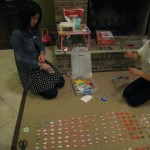 Using string, we laced up the cranes.